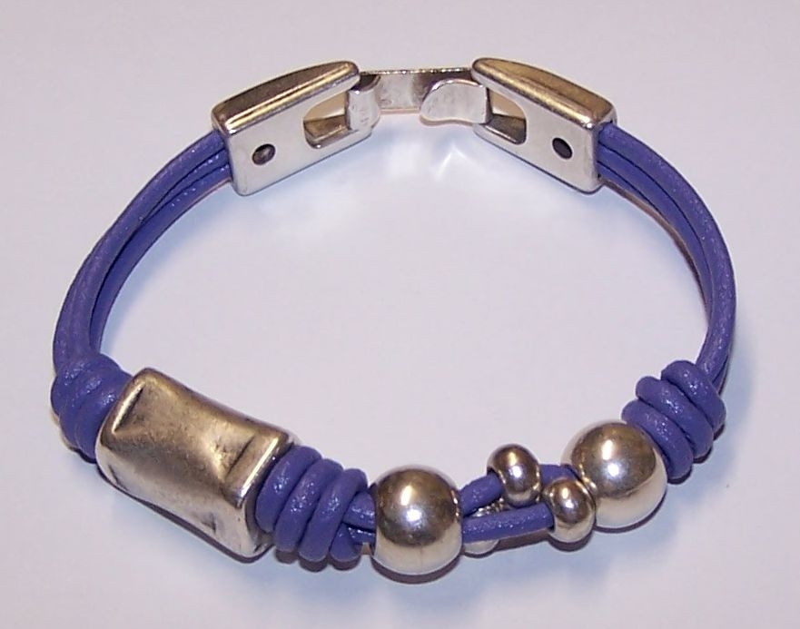 Brazalete Pulsera  6 Cuero 2mm Barrilete supergr cierre Gancho Zamak Hecho a Mano